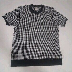 Anne Klein Black & White Checkered Sweater Shirt Womens Medium Pullover